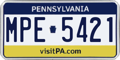 PA license plate MPE5421