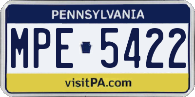 PA license plate MPE5422