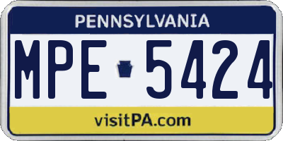 PA license plate MPE5424