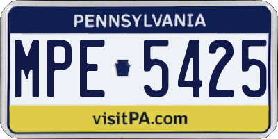 PA license plate MPE5425