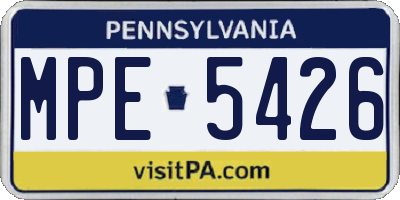PA license plate MPE5426