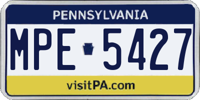 PA license plate MPE5427