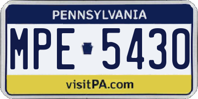 PA license plate MPE5430