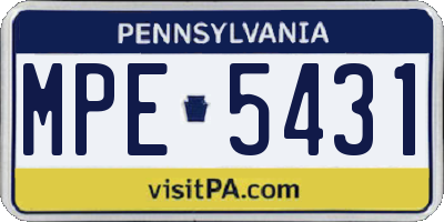 PA license plate MPE5431