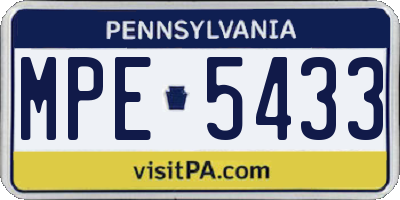 PA license plate MPE5433