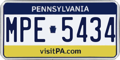 PA license plate MPE5434