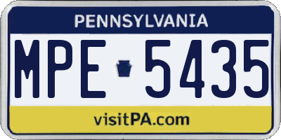 PA license plate MPE5435