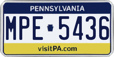 PA license plate MPE5436