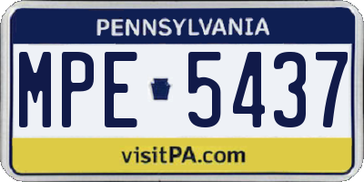 PA license plate MPE5437