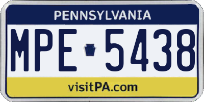 PA license plate MPE5438