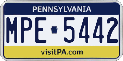 PA license plate MPE5442