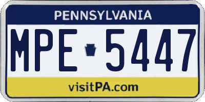 PA license plate MPE5447