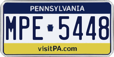 PA license plate MPE5448