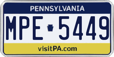 PA license plate MPE5449