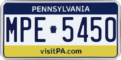 PA license plate MPE5450
