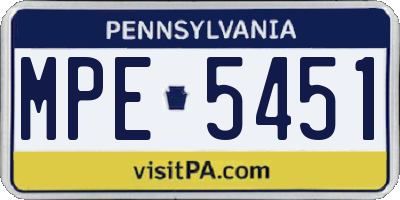 PA license plate MPE5451