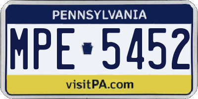 PA license plate MPE5452