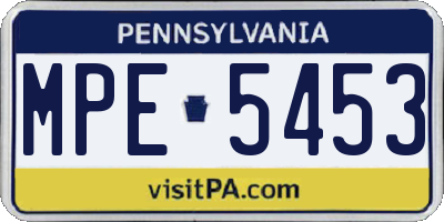 PA license plate MPE5453