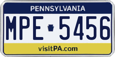 PA license plate MPE5456