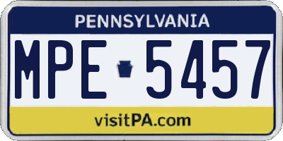 PA license plate MPE5457