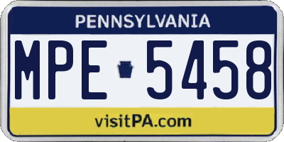 PA license plate MPE5458