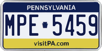 PA license plate MPE5459