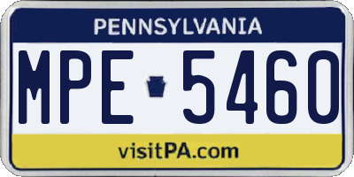 PA license plate MPE5460