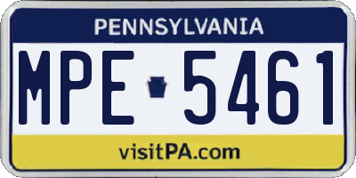PA license plate MPE5461