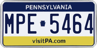 PA license plate MPE5464