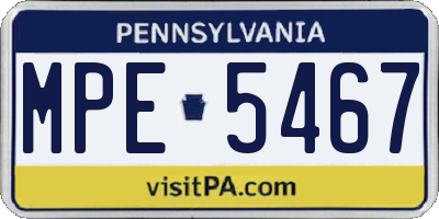 PA license plate MPE5467