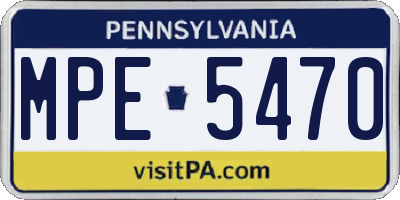 PA license plate MPE5470