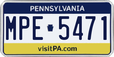 PA license plate MPE5471