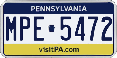 PA license plate MPE5472