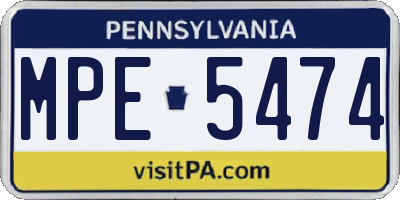 PA license plate MPE5474