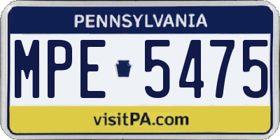 PA license plate MPE5475