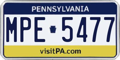 PA license plate MPE5477