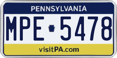 PA license plate MPE5478