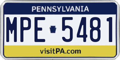 PA license plate MPE5481