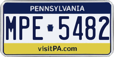 PA license plate MPE5482