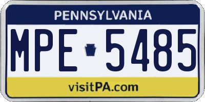 PA license plate MPE5485