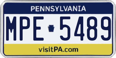 PA license plate MPE5489
