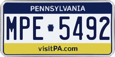 PA license plate MPE5492