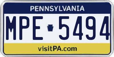 PA license plate MPE5494
