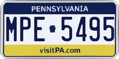 PA license plate MPE5495