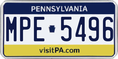 PA license plate MPE5496