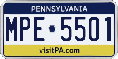 PA license plate MPE5501