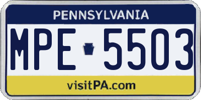 PA license plate MPE5503