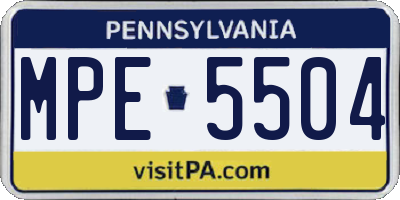 PA license plate MPE5504