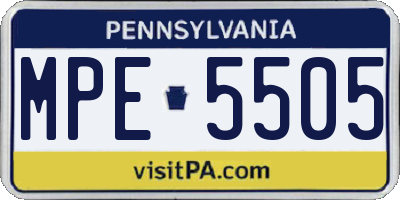 PA license plate MPE5505