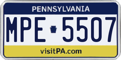PA license plate MPE5507